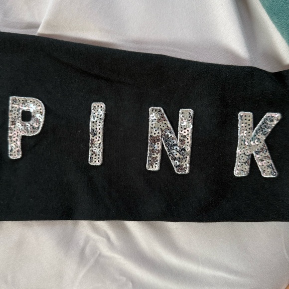Victoria’s Secret PINK Black Yoga Leggings with Sequin Logo – Size L - Picture 4 of 5